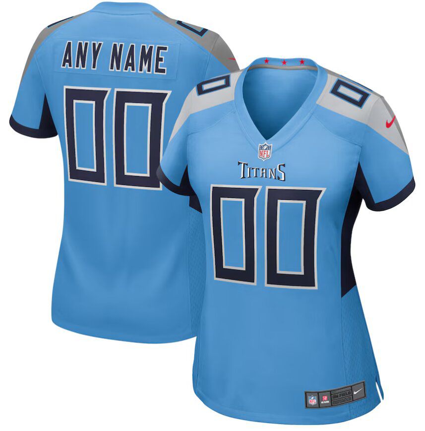 Women Custom Tennessee Titans Light Blue 2025 NFL Draft First Round Pick Nike  Game Jersey